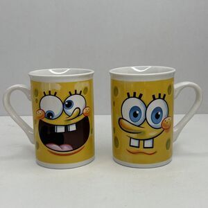 2013 Spongebob Squarepants Viacom Two Faced Coffee Mugs Set of 2